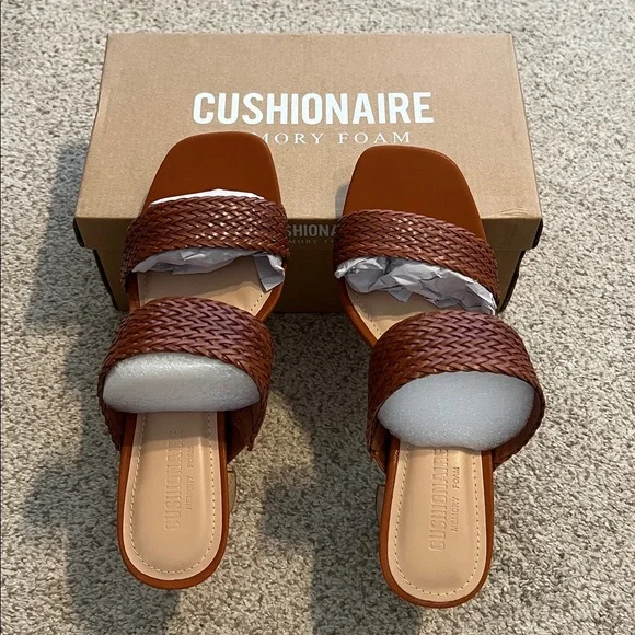 Women's Brown Woven Heeled Sandals - Picture 2 of 6